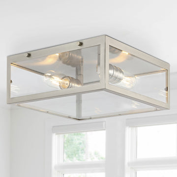 Grayson 12" Metal/Glass LED Flush Mount - JONATHAN Y